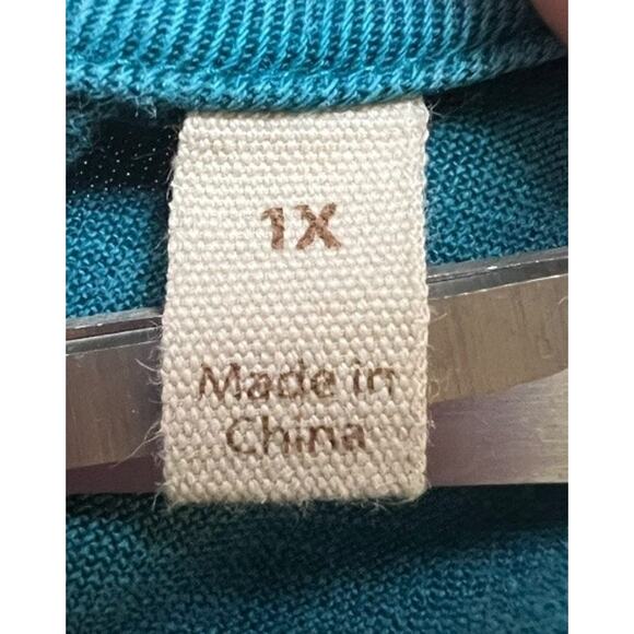 Soft Surroundings Teal Blue Oversized Blouse Shirt Top Womens Plus 1X - Picture 3 of 7